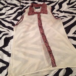 Sheer button up sleeve less top