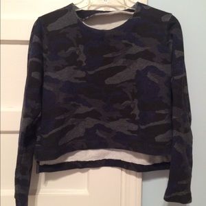 Dark blue/gray, camo cropped sweater from Zara
