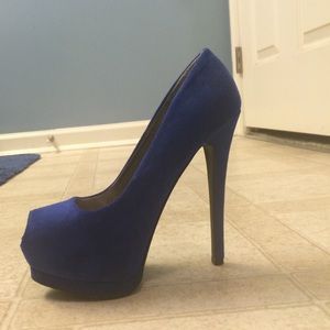 Blue Peep Toe Pumps