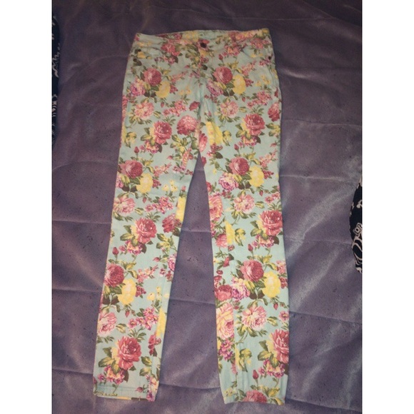 Floral pattern skinny jeans