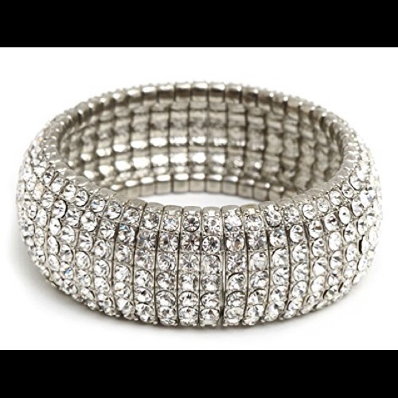 7 Row Stretch Cuff Heirloom Crystal  Bracelet