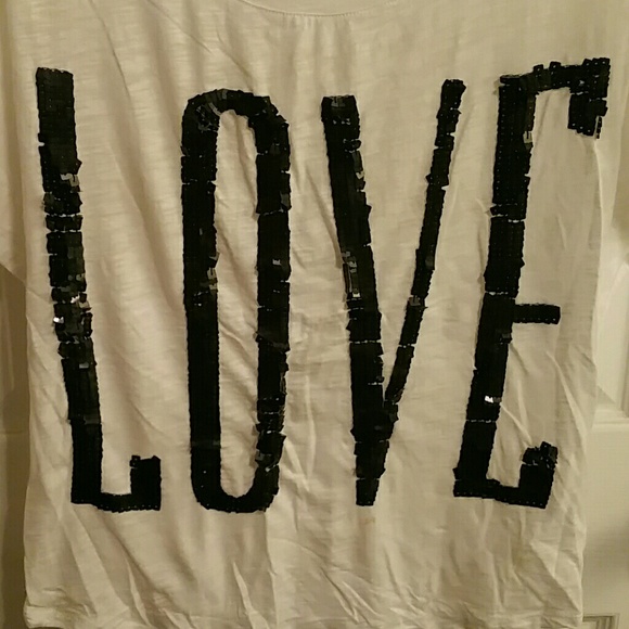 Express love black sequin tee - Picture 2 of 3
