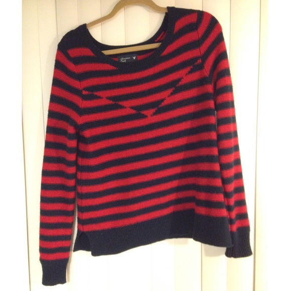 Striped sweater Red and Navy Blue AE