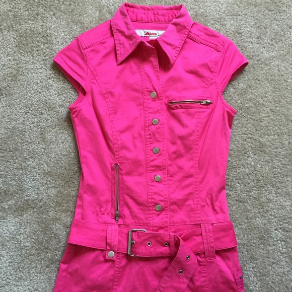Y2K HOT BARBIE PINK Chic Belted Shirt Dress 🥵💄 - Picture 2 of 4