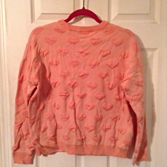 ✂️FINAL✂️Peach Sweatshirt with Puffy Hearts - Picture 3 of 4