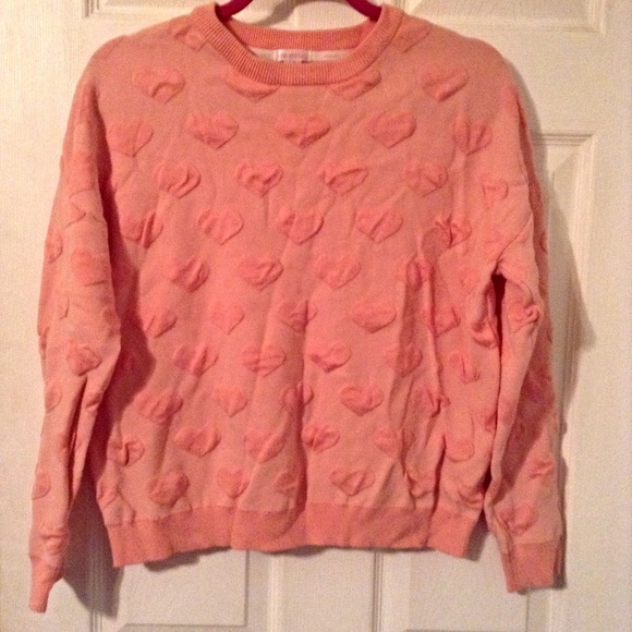 ✂️FINAL✂️Peach Sweatshirt with Puffy Hearts - Picture 4 of 4