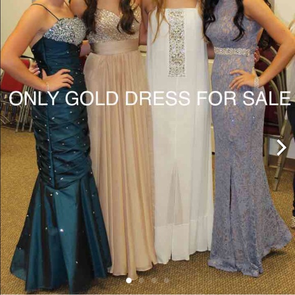 Gold prom/formal dress, size 0 - Picture 1 of 4
