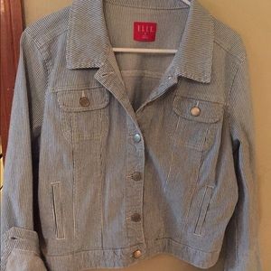 Elle denim pinstripe jacket, woman's XL