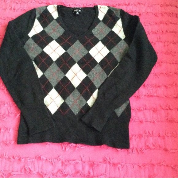 Black, argyle, Cashmere sweater size m