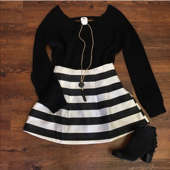 Black and white stripe skirt