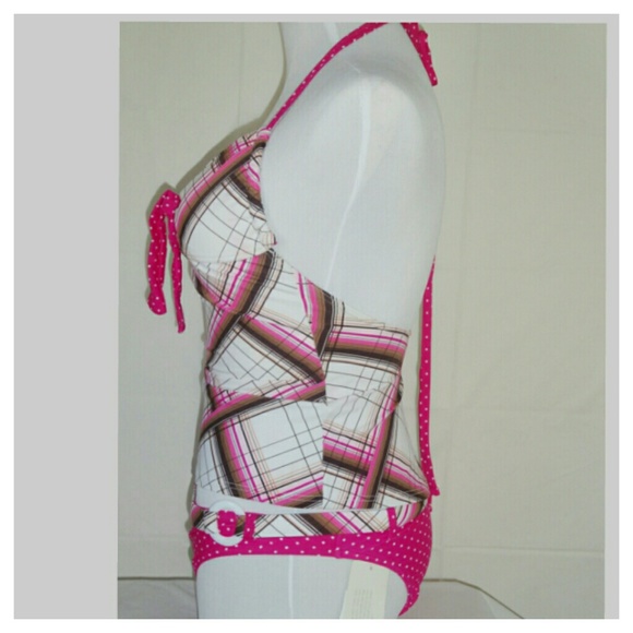 NWT 2 Piece Tankini Swim Wear in Polka & Print - Picture 2 of 3