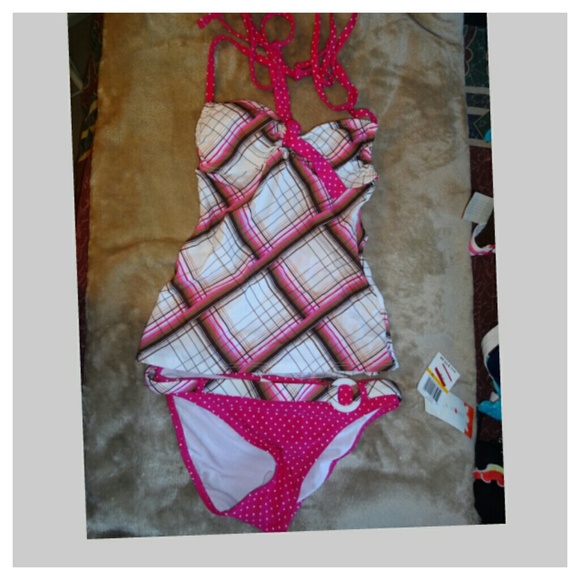 NWT 2 Piece Tankini Swim Wear in Polka & Print - Picture 3 of 3