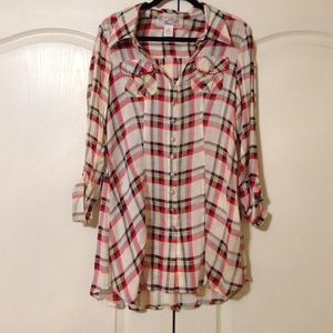 Nick&Mo Sheer Plaid Dress Size Medium