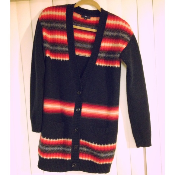 Gap Long Cardigan Navy & Red Tribal Southwestern
