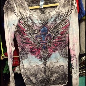 fleur de Lis printed studded shirt