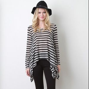 Black and white striped symmetrical  shirt