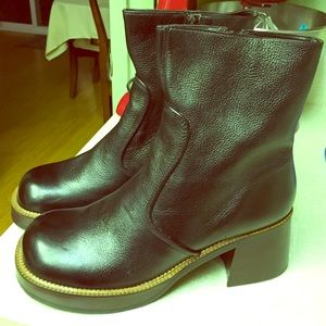 Black Leather  Ankle Boots