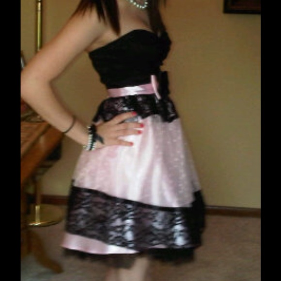 Pink and black dress