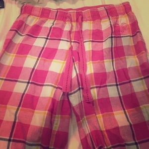 Pink plaid Capri sweat pants/ pj pants