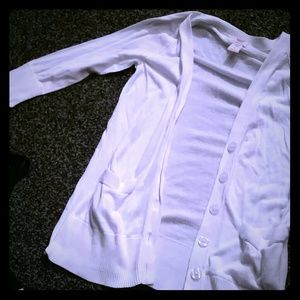 All white cardigan 3/4 sleeve