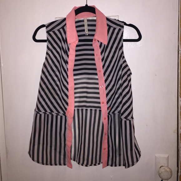 Striped polyester sleeveless shirt