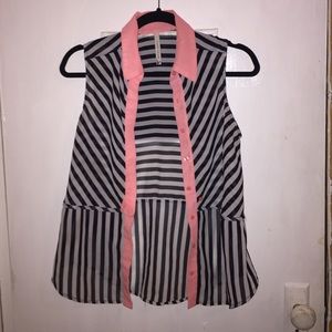 Striped polyester sleeveless shirt