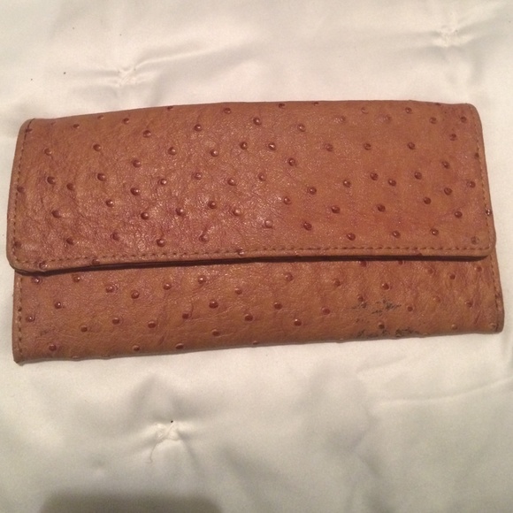Faux ostrich wallet
