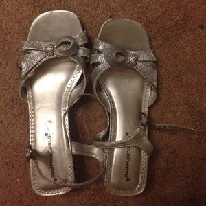 Sliver Sparkly Heels For Girls