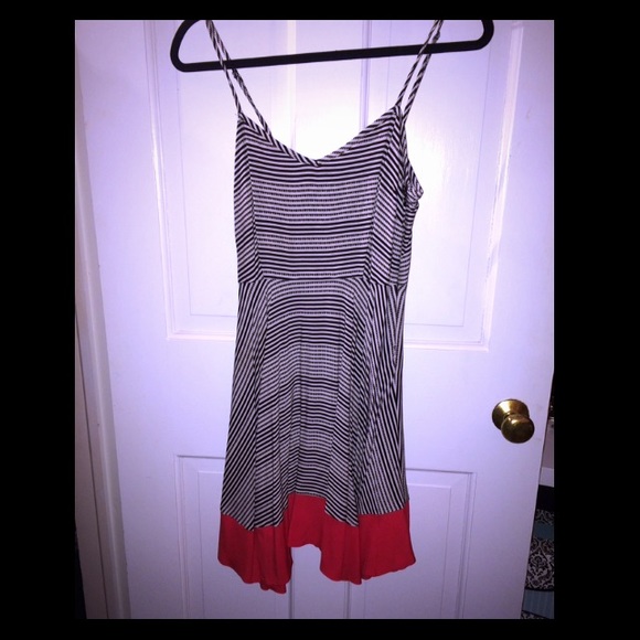Black and white striped color block dress
