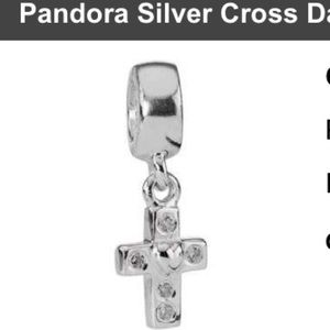 Silver Pandora Charm Dangling Cross