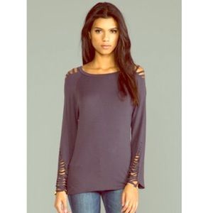 Blue Life Shredded Crew Top