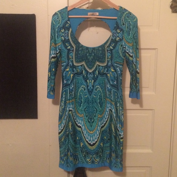 fun print dress with low back cutout