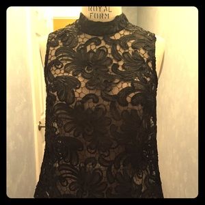 Topshop mock neck floral soutache top