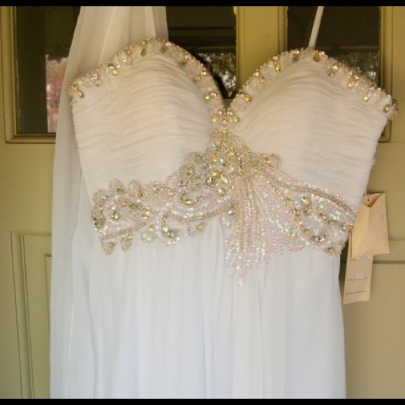 White beaded prom dress