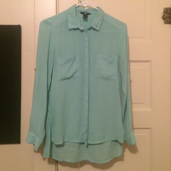 mint chiffon blouse