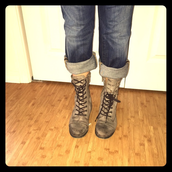 Diesel lace up boot distressed leather