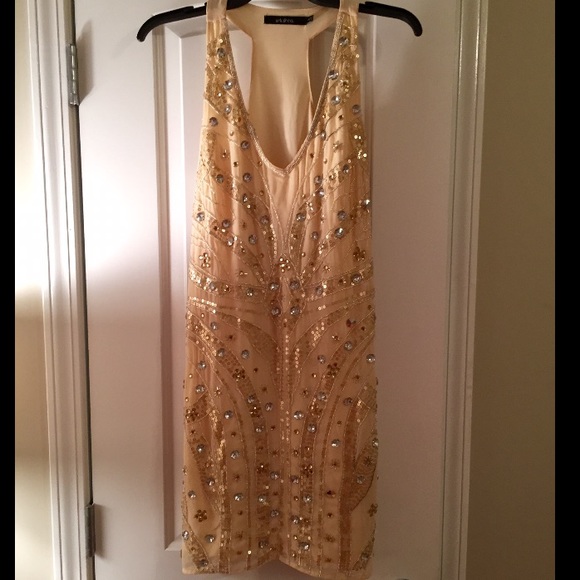 Ark & Co Formal Beaded Dress in Cream