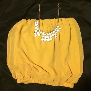 Yellow chiffon strapless