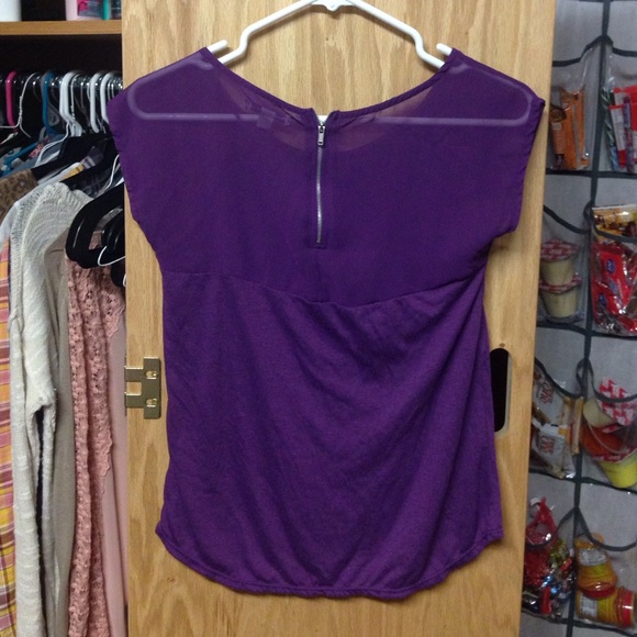 Plum purple top. Sheer purple @ top of back - Picture 2 of 2
