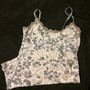 Lace cami grey floral print
