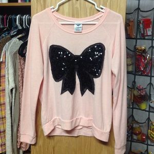 Thin long sleeve pale pink top. Small.