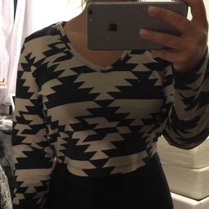 Tribal print cropped sweater