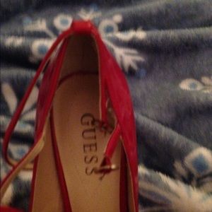 Guess T strap heels- stunning red