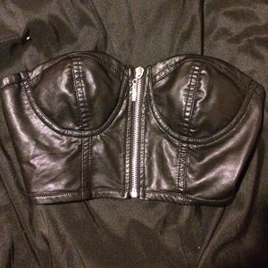Leather zip up top