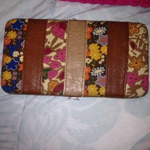 Brown floral designed wallet