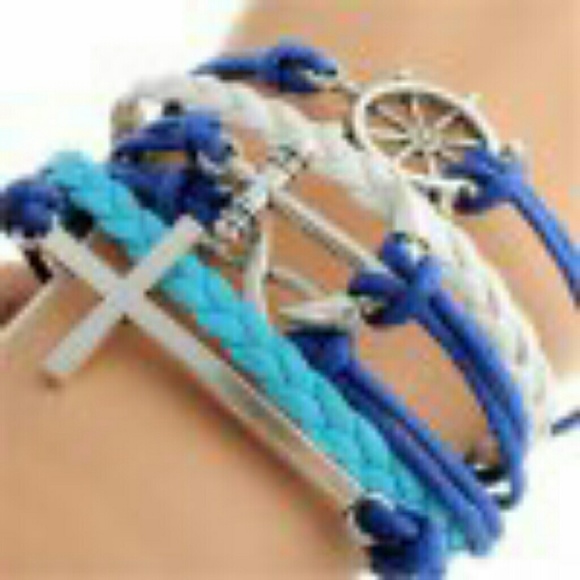 Trendy anchor cross layered bracelets