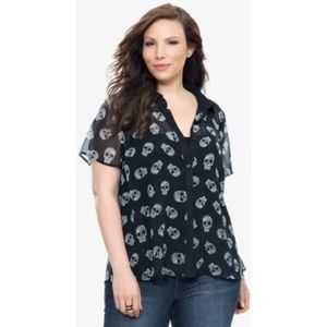 Black sheer top with skulls