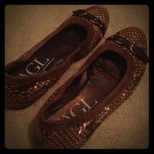 Genuine Leather Snake Skin Flats