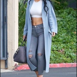 Pale blue duster coat as seen on Kylie Jenner -NWT