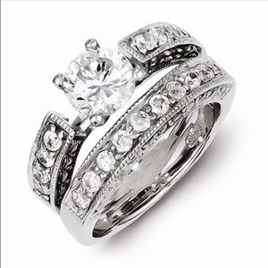 Sterling Silver 2-Piece CZ Wedding Set Ring